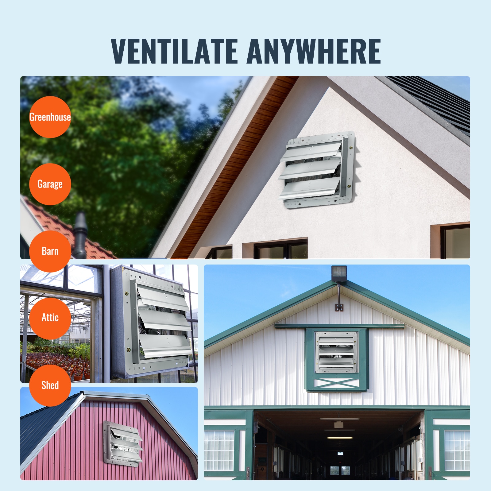 Shutter Exhaust Fan For Greenhouse And Garage Ventilation_voghion.com